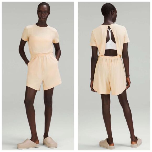 Lululemon Lightweight High-Neck Romper Size 4 Prosecco Cream Open Back